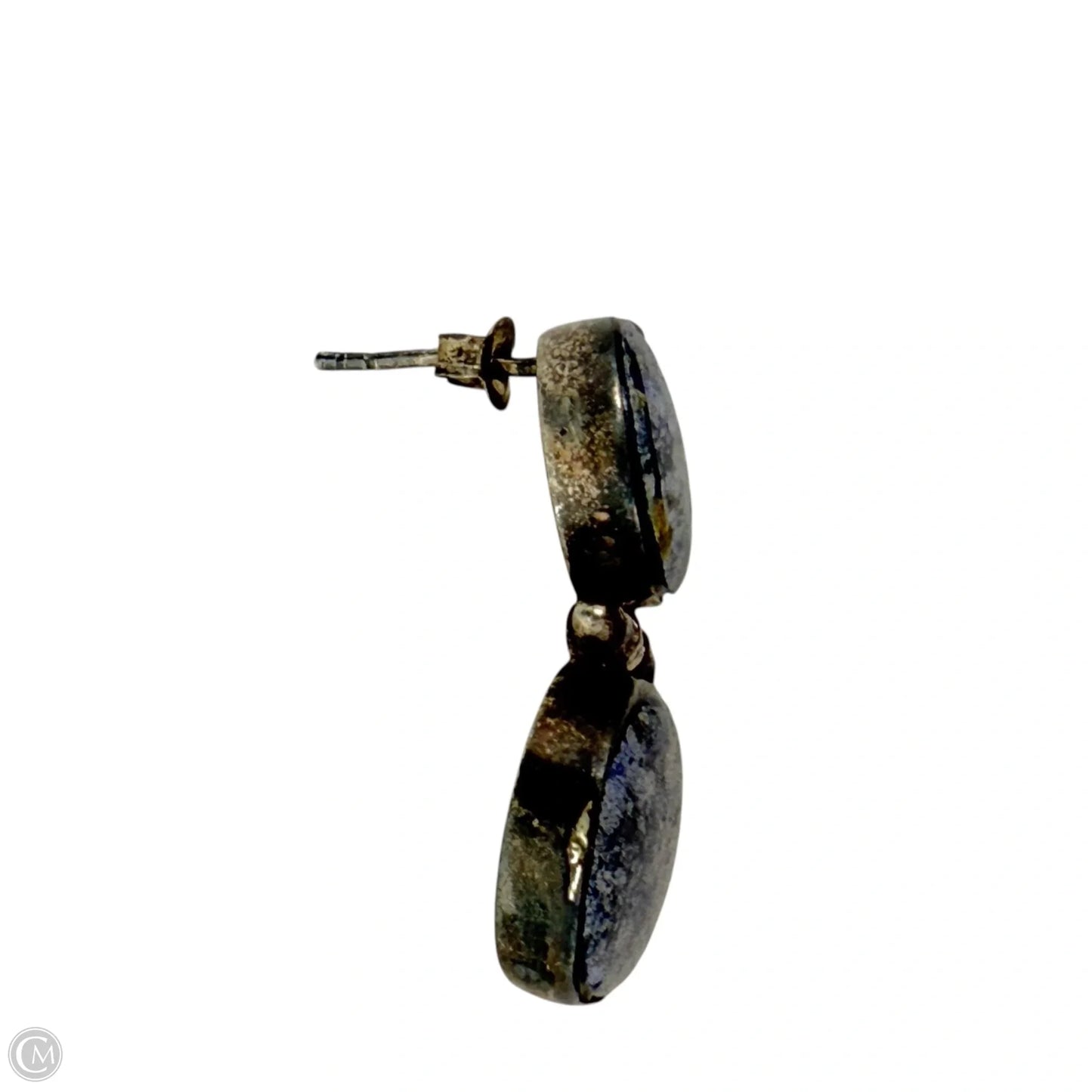 Thailand Sterling Silver & Lazurite Hinged Drop Earrings