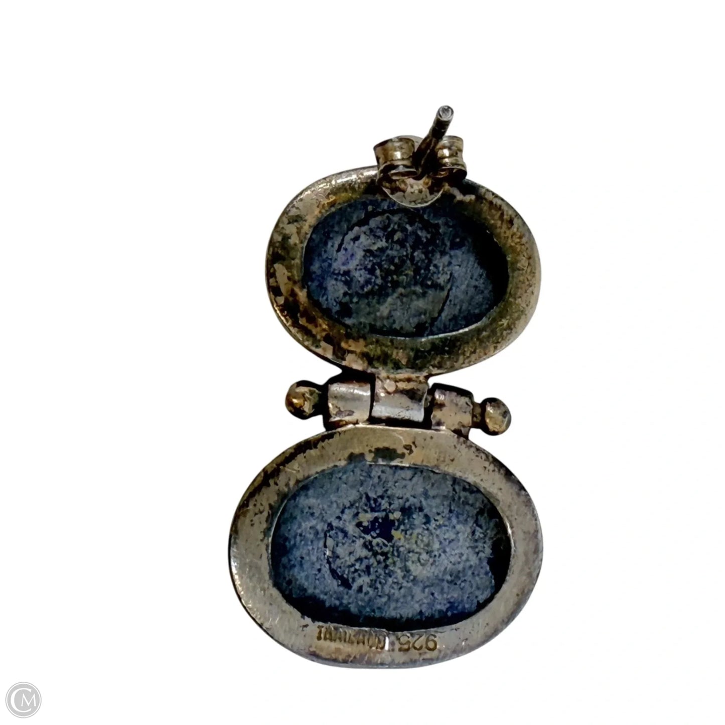 Thailand Sterling Silver & Lazurite Hinged Drop Earrings