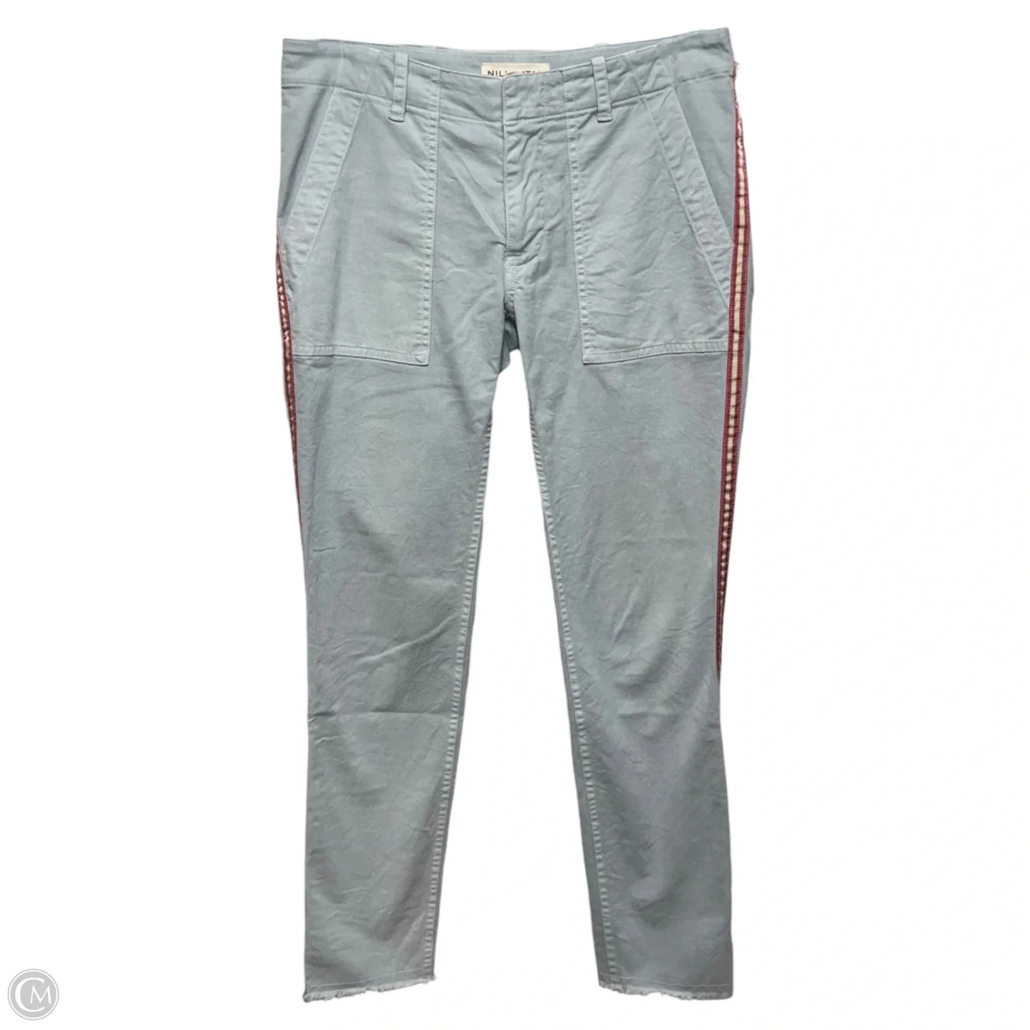 Jenna Pants with Tape By Nili Lotan In Steel Blue & Ivory, Size: 00