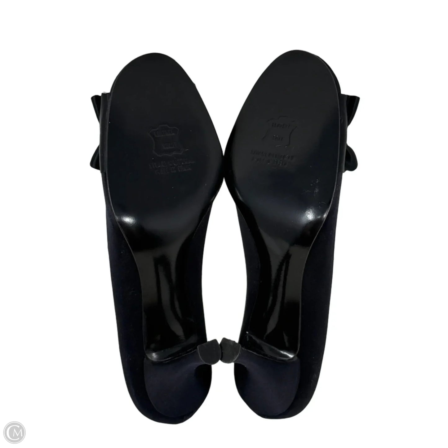 Gigiritz Satin Peep Toe Evening Pumps Designer By Stuart Weitzman In Black, Size: 7.5