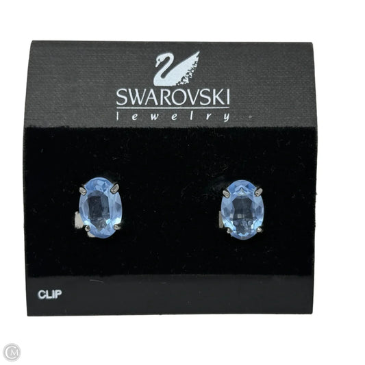 Blue Crystal Clip Earrings Designer By Swarovski