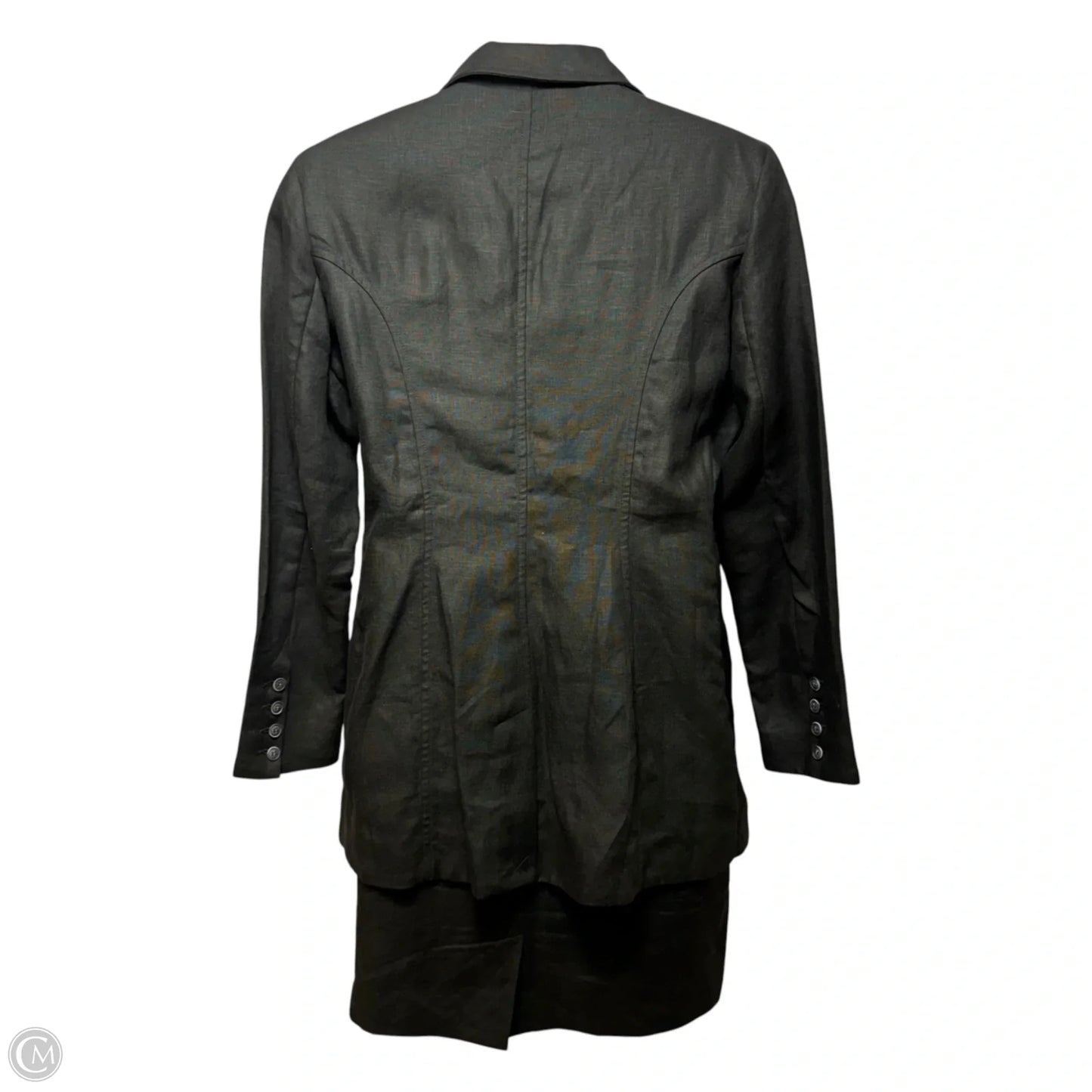 Linen Blazer & Skirt Suit Set By Peruvian Connection In Grey, Size: 14