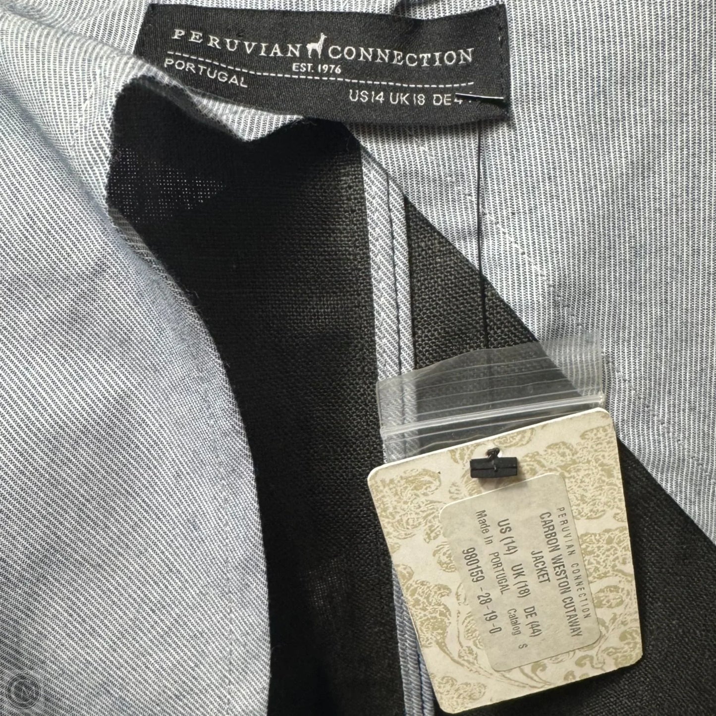 Linen Blazer & Skirt Suit Set By Peruvian Connection In Grey, Size: 14
