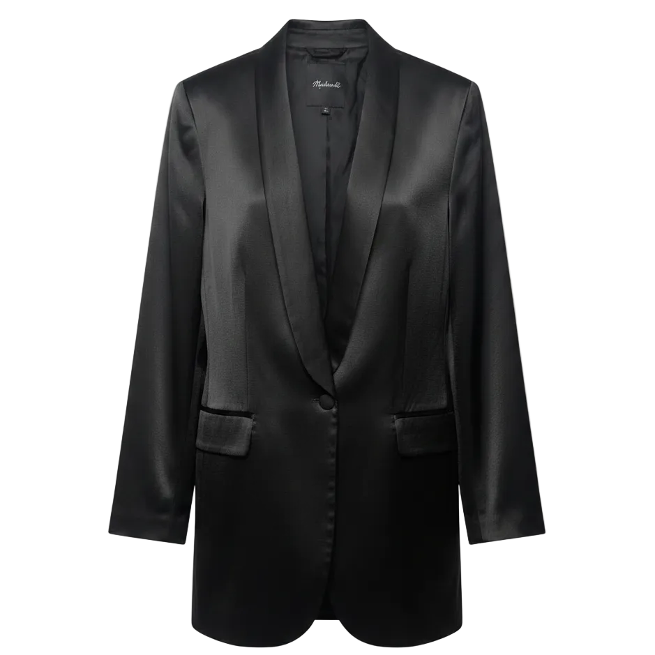 Satin Oversized Blazer By Madewell In Black, Size: 10