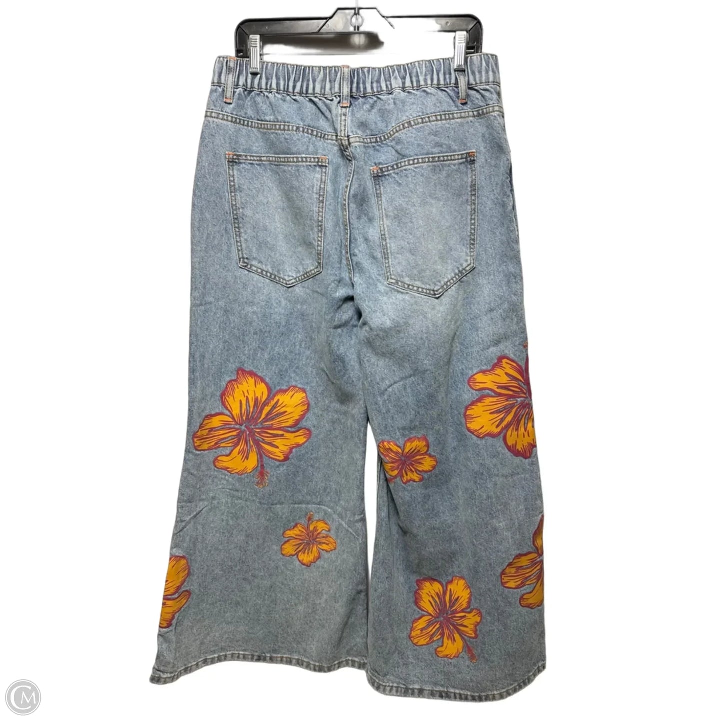 Hibiscus Jeans Wide Leg By OH Jeans In Floral Print, Size: Xl