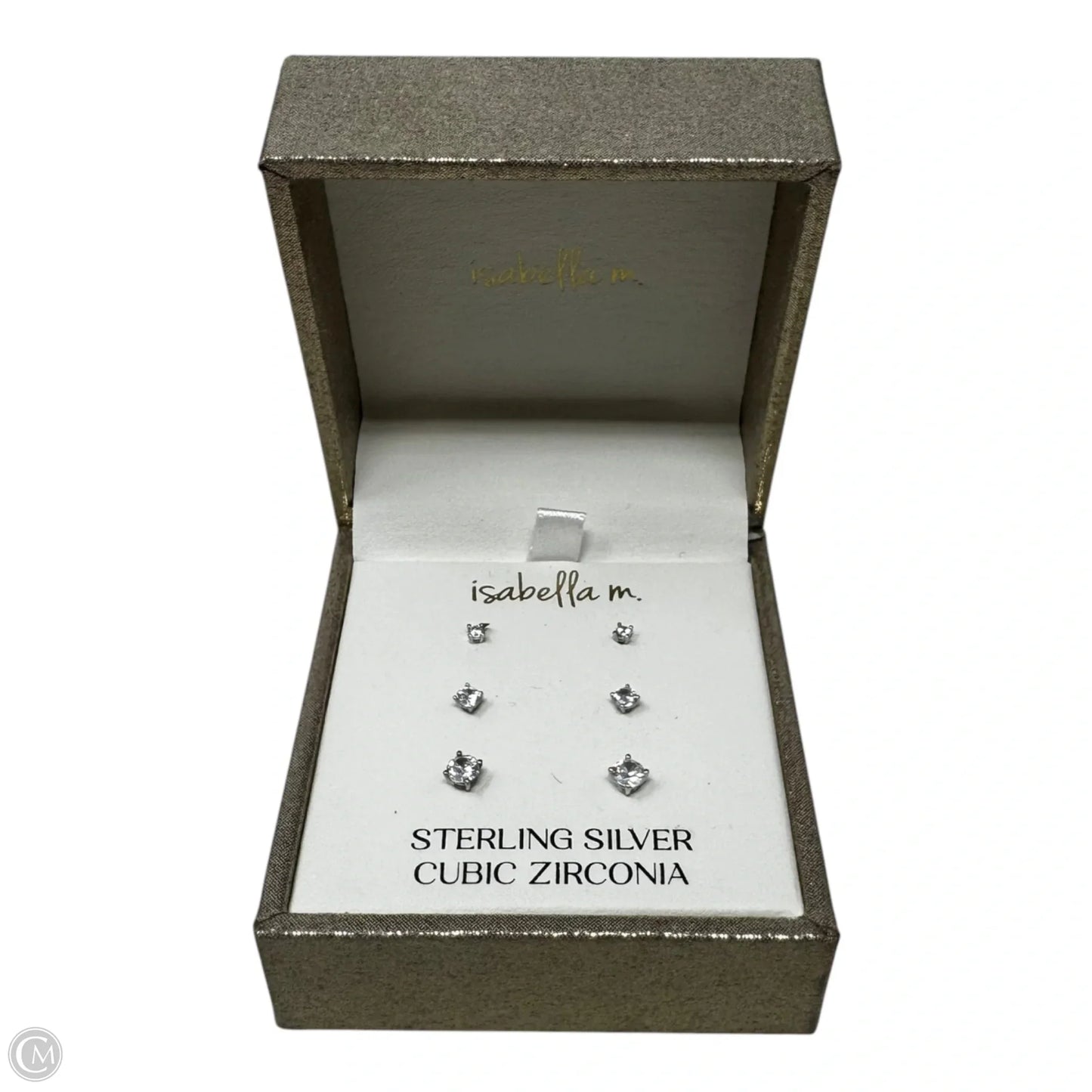 Cubic Zirconium & Sterling Silver Stud 3 Piece Set Earrings By Isabella M