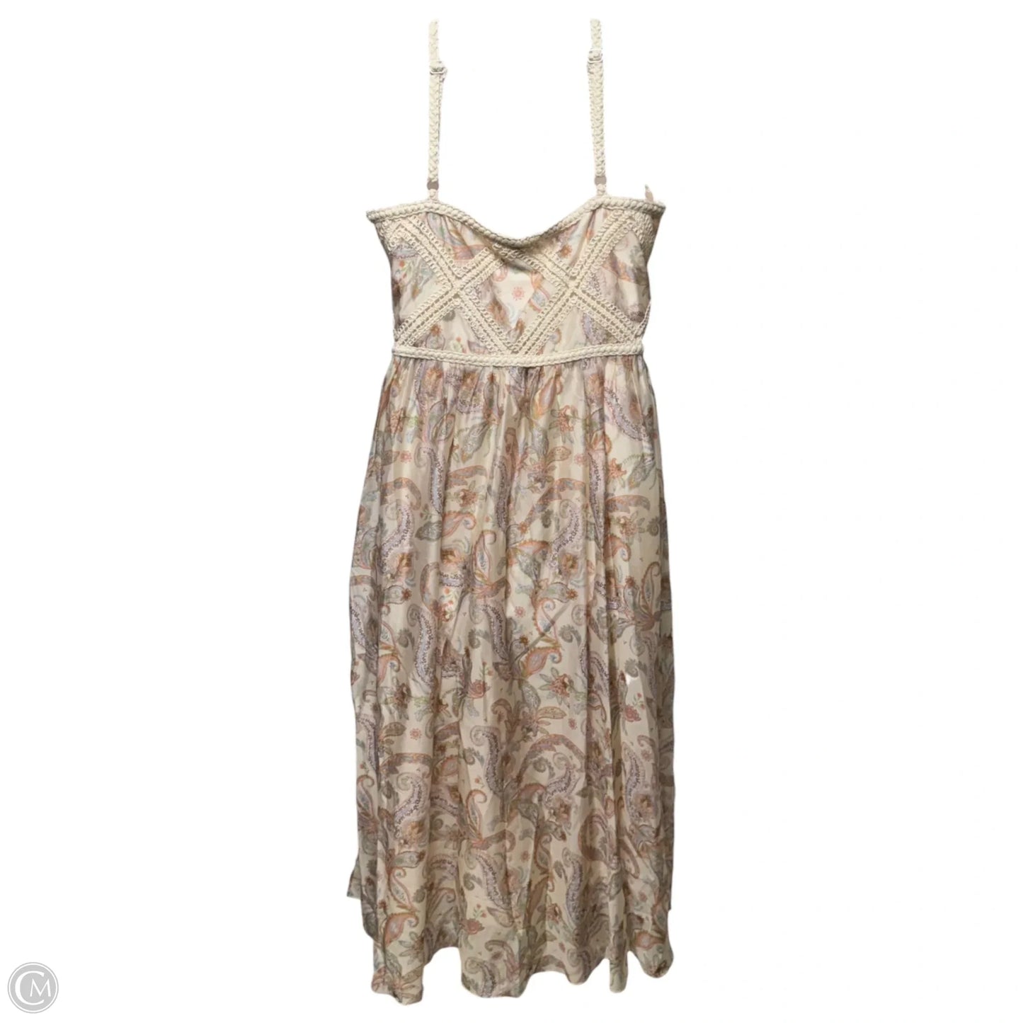 Tracy Paisley Halter Neck Dress with Macrame Embroidery By Skies Are Blue In Paisley Print, Size: L