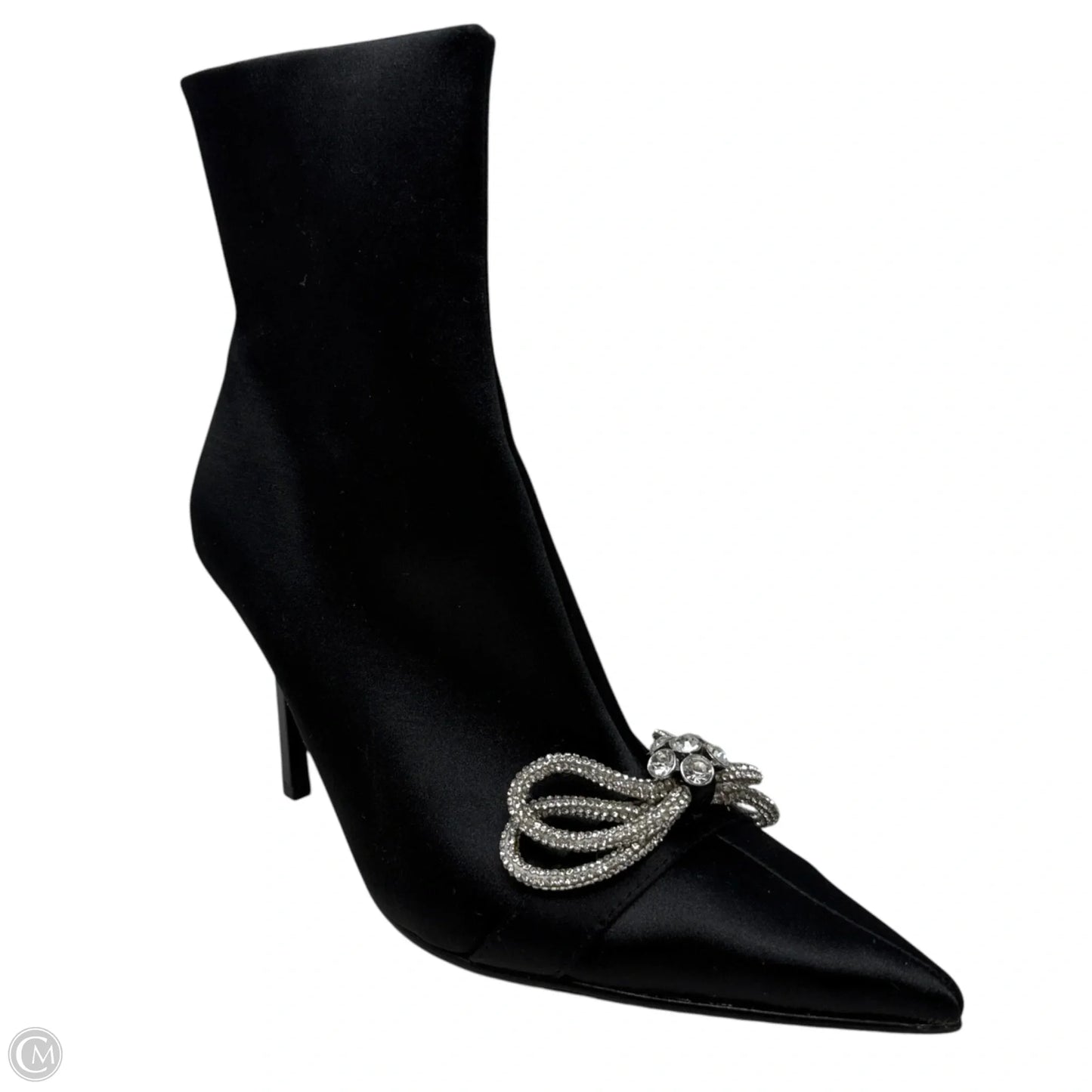 The Elegant Satin Embellished Ankle Booties By Steve Madden In Black, Size: 9