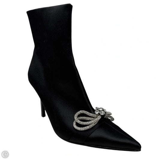 The Elegant Satin Embellished Ankle Booties By Steve Madden In Black, Size: 9