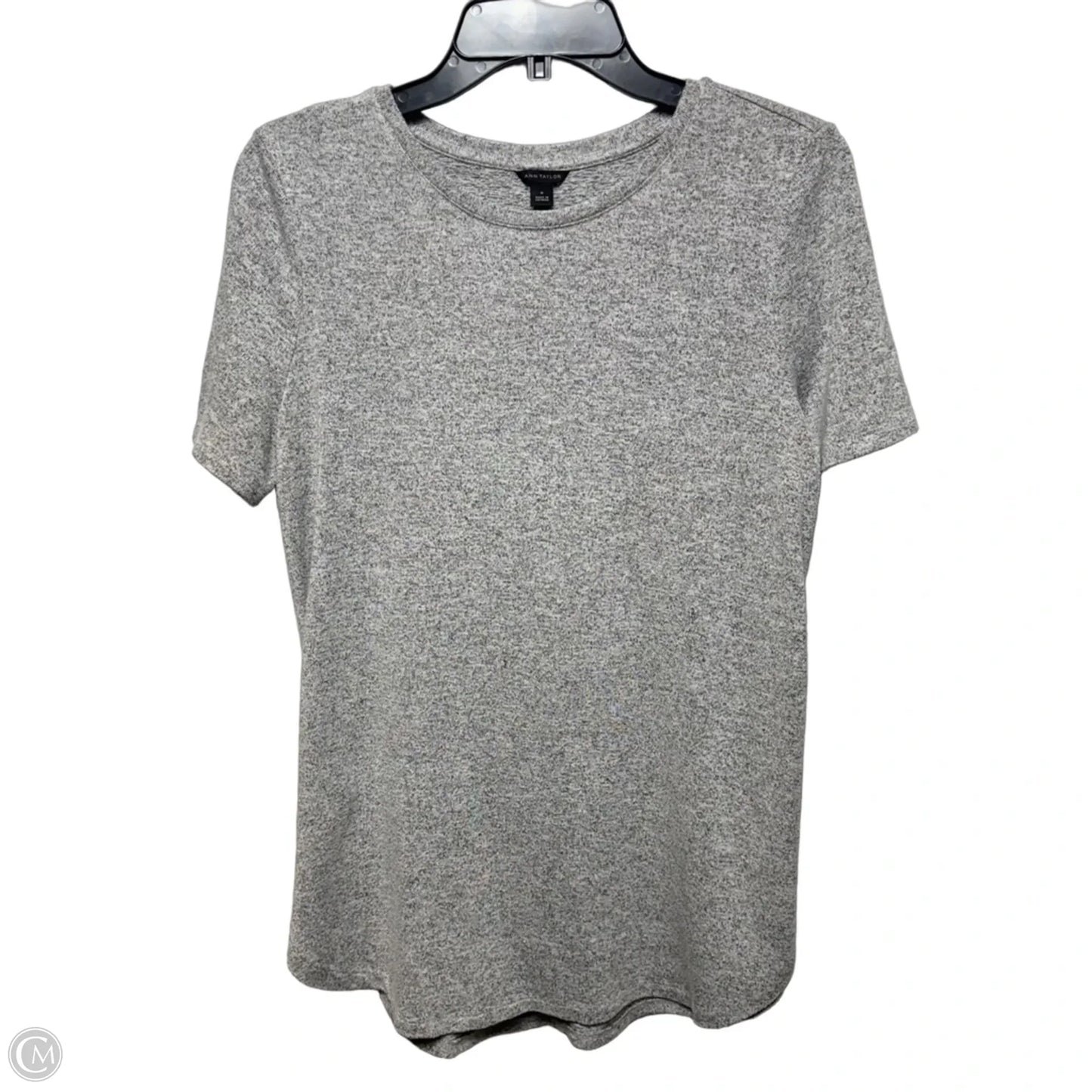 Knit Top Short Sleeve Basic By Ann Taylor In Grey, Size: M