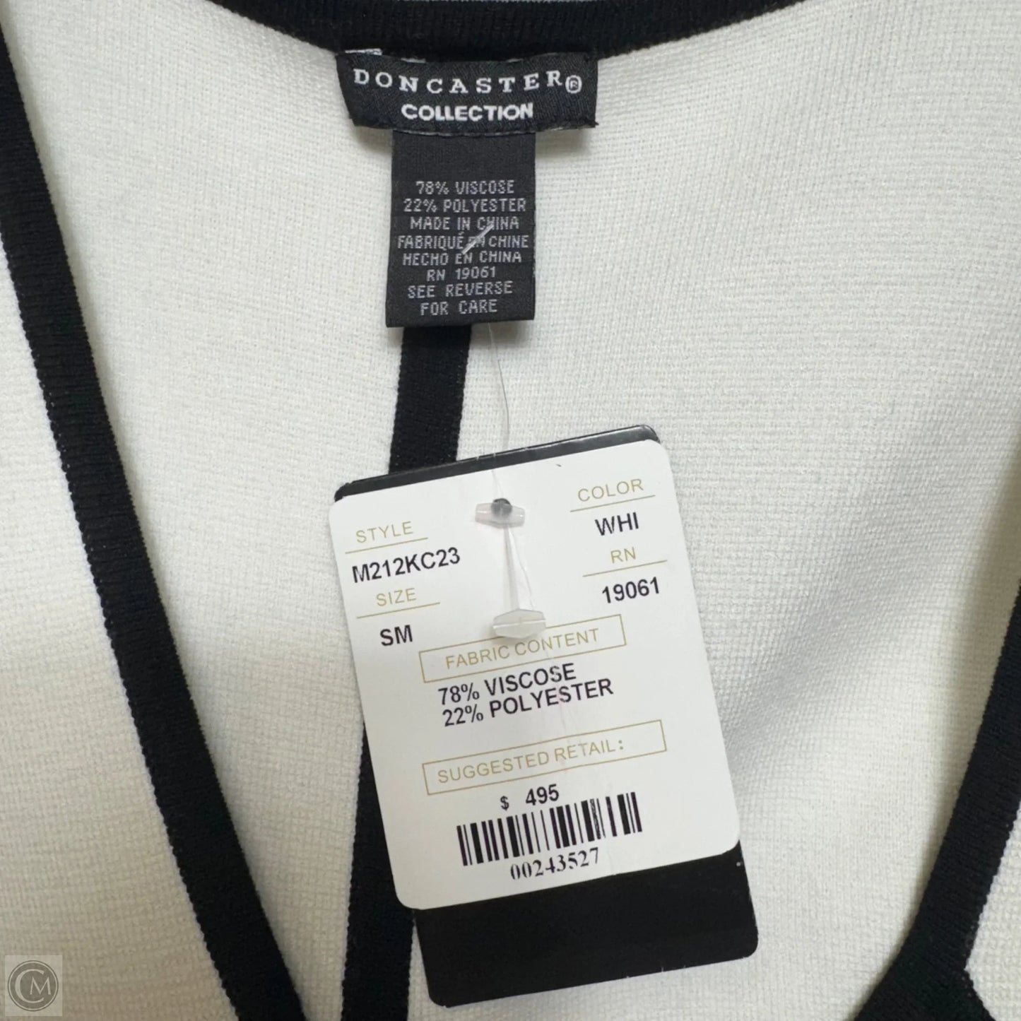 Zip Sweater Cardigan By Doncaster In Black & White, Size: S