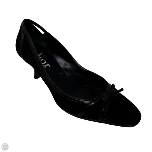 Cutout Kitten Heel Pumps Luxury Designer By Dior In Black, Size: 7.5 (37.5)