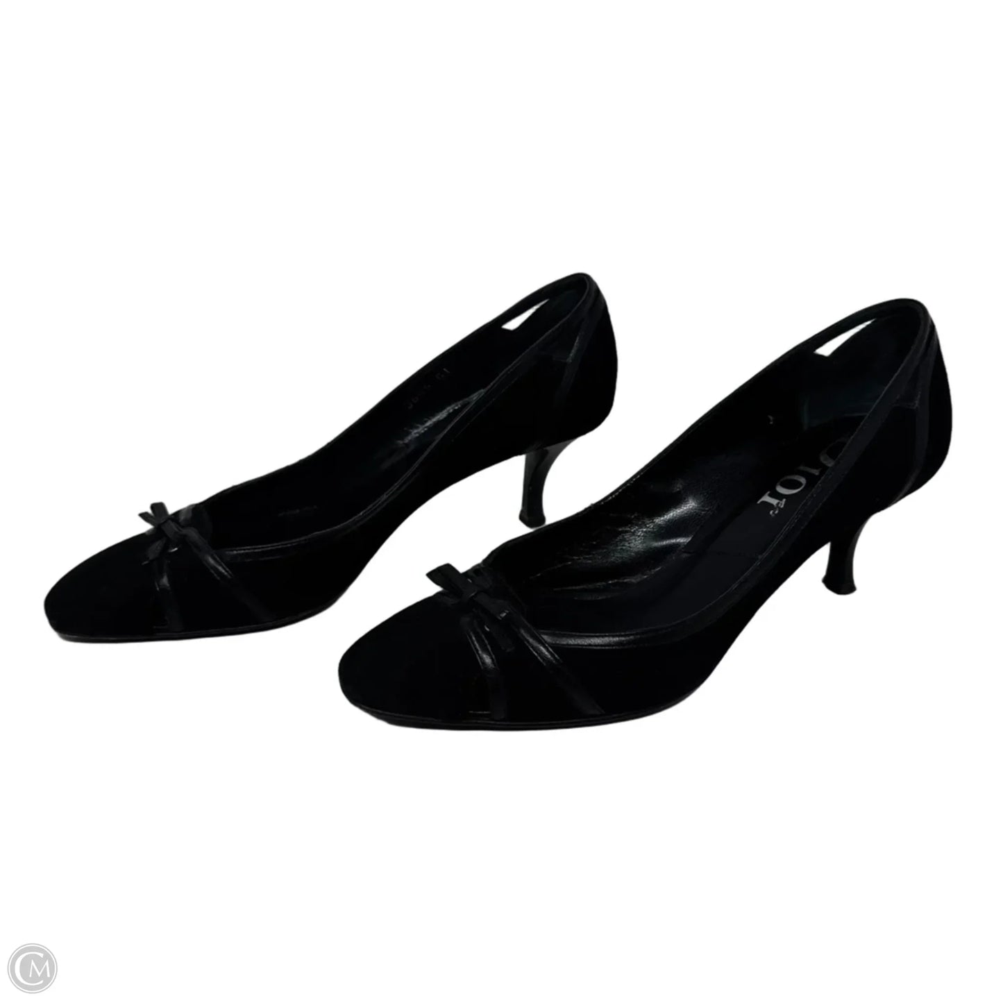 Cutout Kitten Heel Pumps Luxury Designer By Dior In Black, Size: 7.5 (37.5)