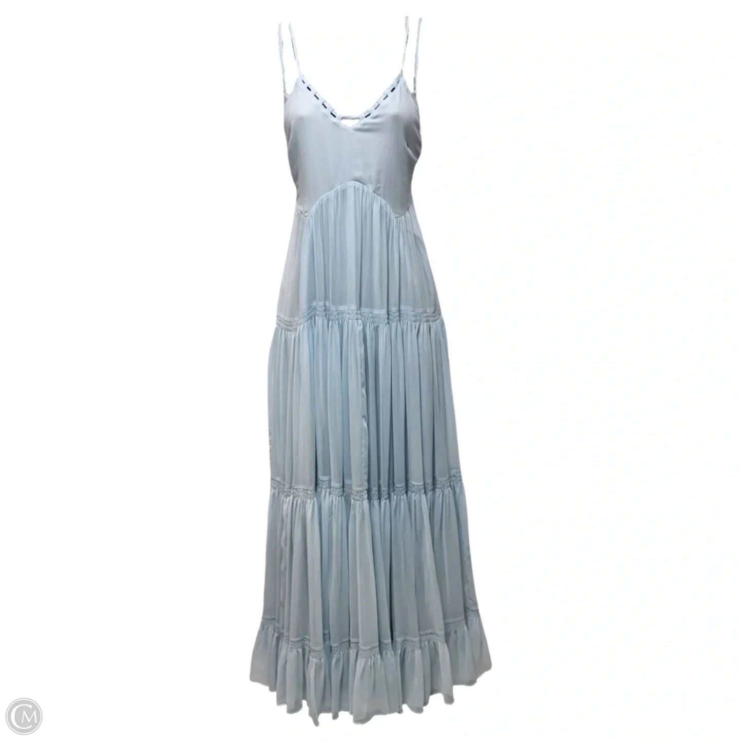 Tabitha Tiered Crepe Maxi Dress By Tularosa In Baby Blue, Size: S