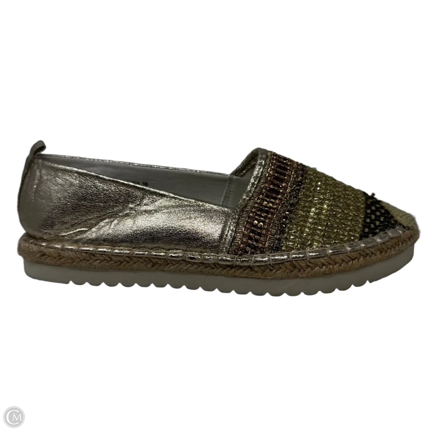 Metallic Espadrille Shoes Flats By Patrizia By Spring Step In Gold, Size: 8.5 (39)