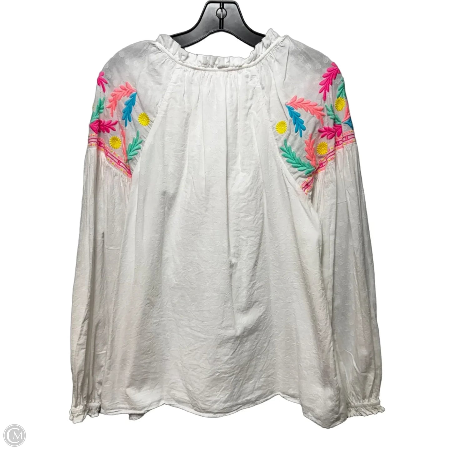 Florentina Embroidered Top Long Sleeve Designer By Lilly Pulitzer In White, Size: L