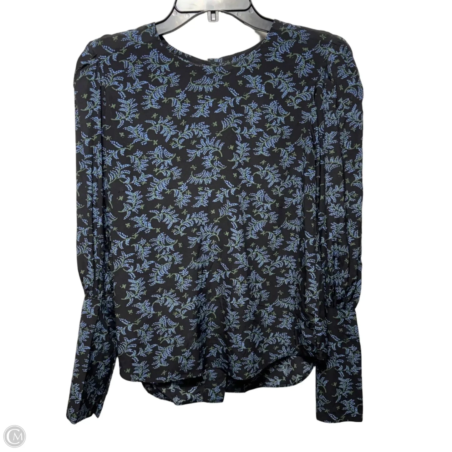 Clarke Puff Sleeve Top By Veronica Beard In Black & Blue, Size: 2