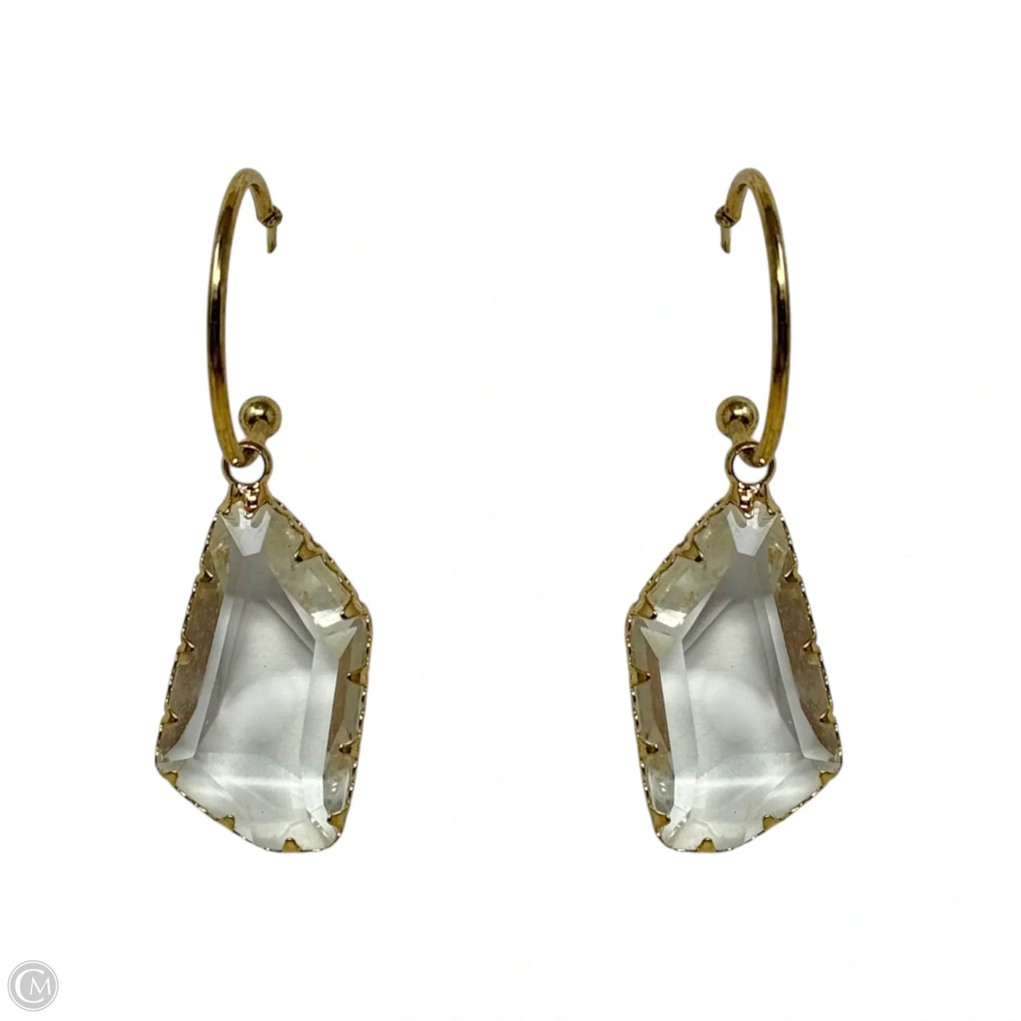 Faceted Glass Dangle Hoop Earrings