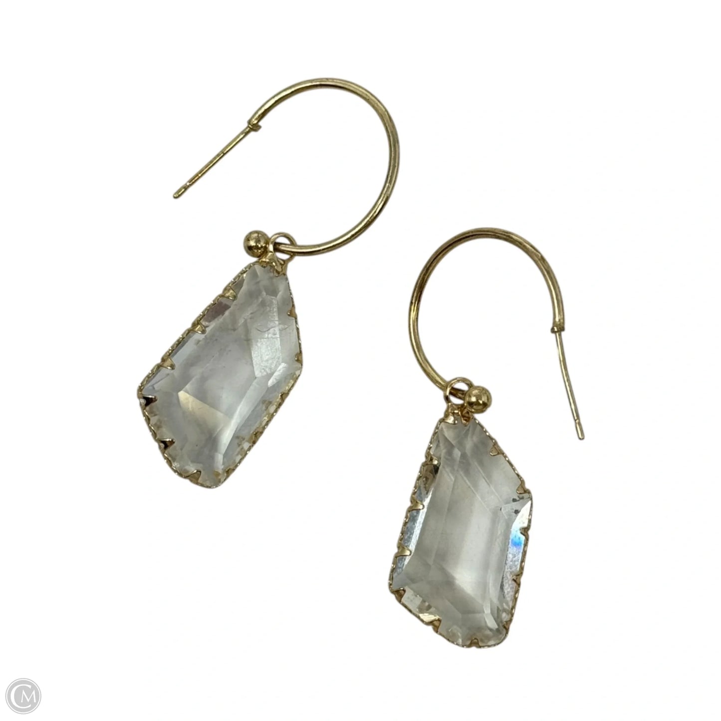 Faceted Glass Dangle Hoop Earrings