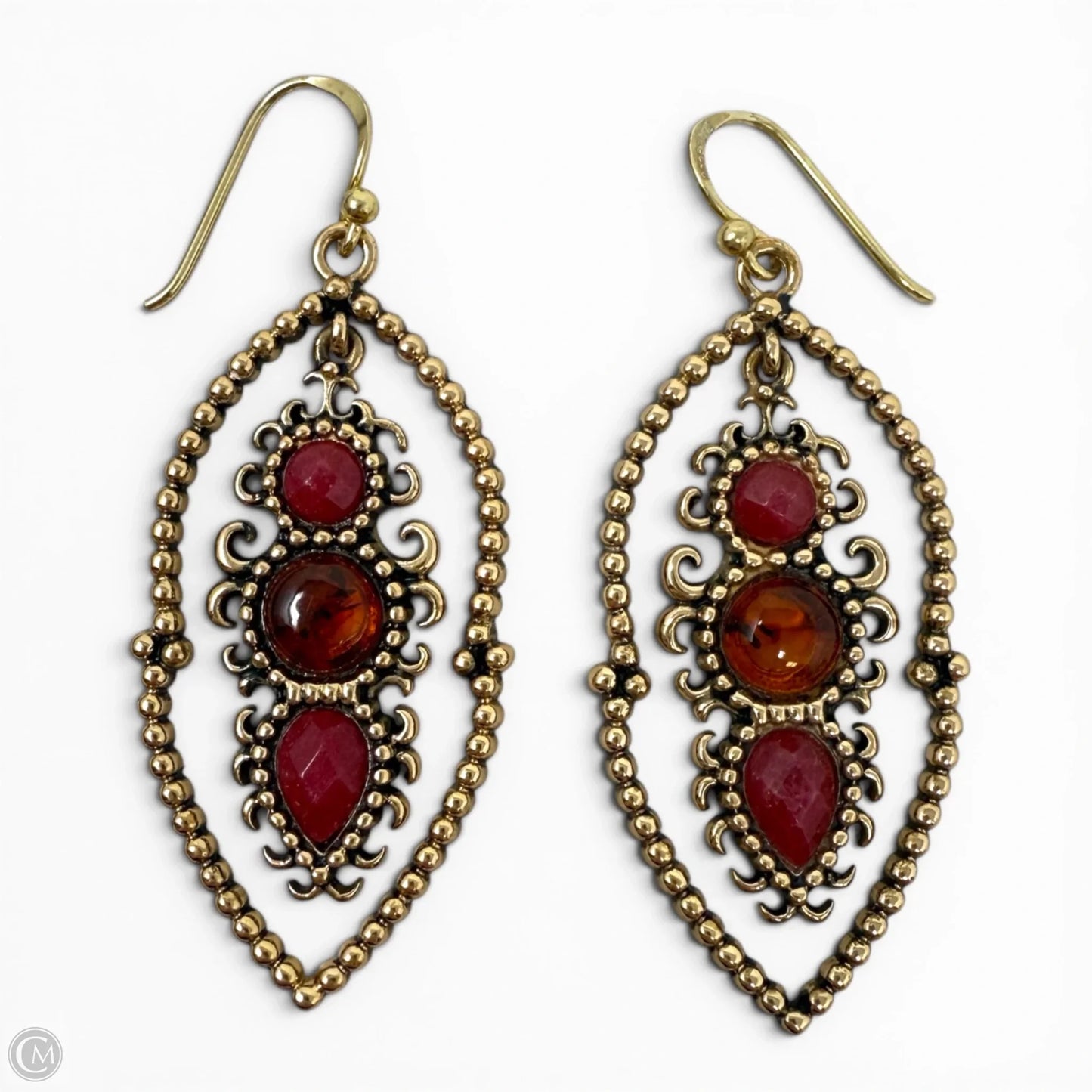 Red Jasper Golden Chandelier Drop Earrings By Barse