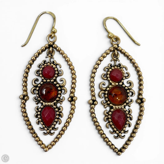 Red Jasper Golden Chandelier Drop Earrings By Barse