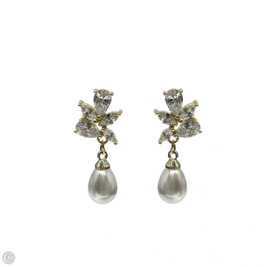 Faux Pearl & Crystal Teardrop Earrings