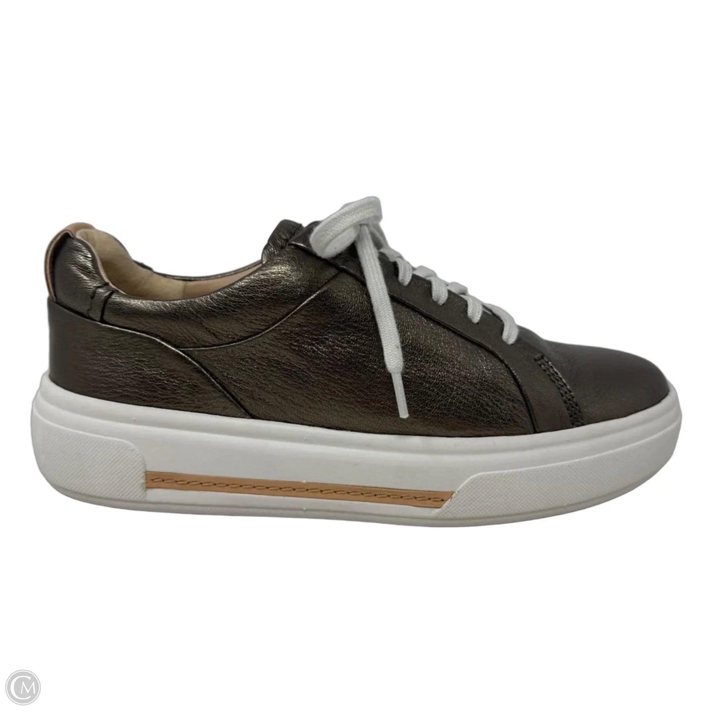 Metallic Shoes Sneakers By Clarks In Bronze, Size: 7
