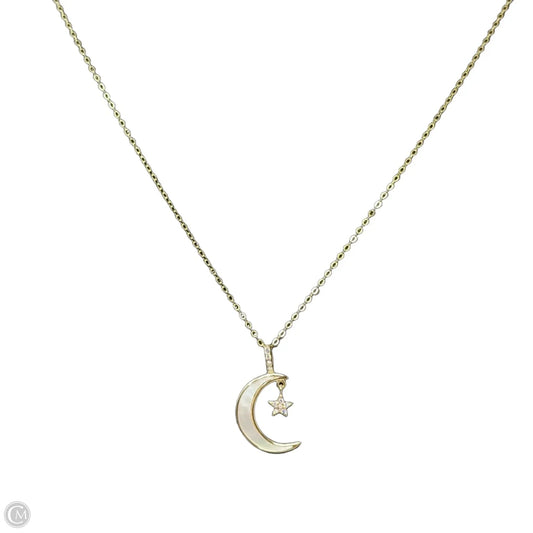 Gold Over Sterling Silver Crescent Moon & Pave Star Necklace