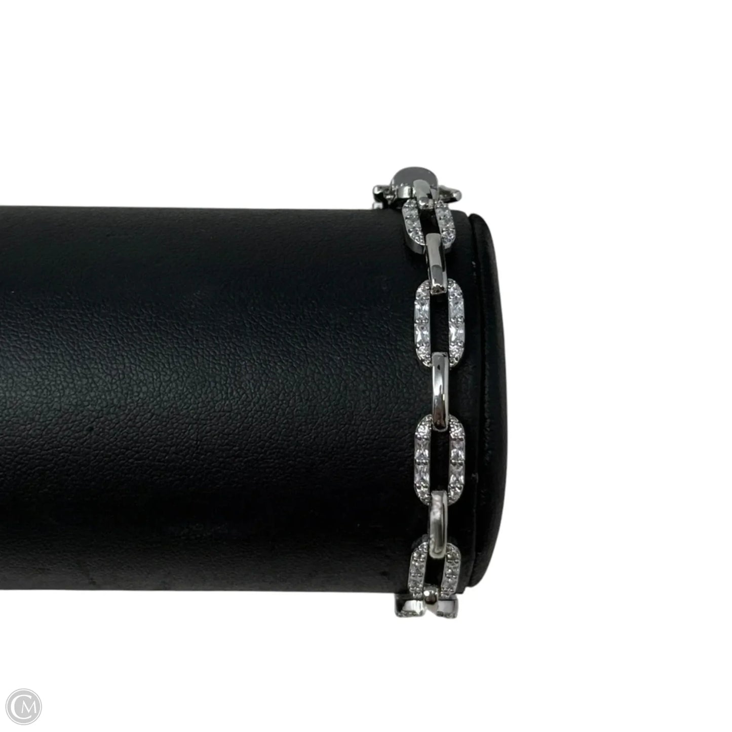 Silvertone Pave Link Bracelet