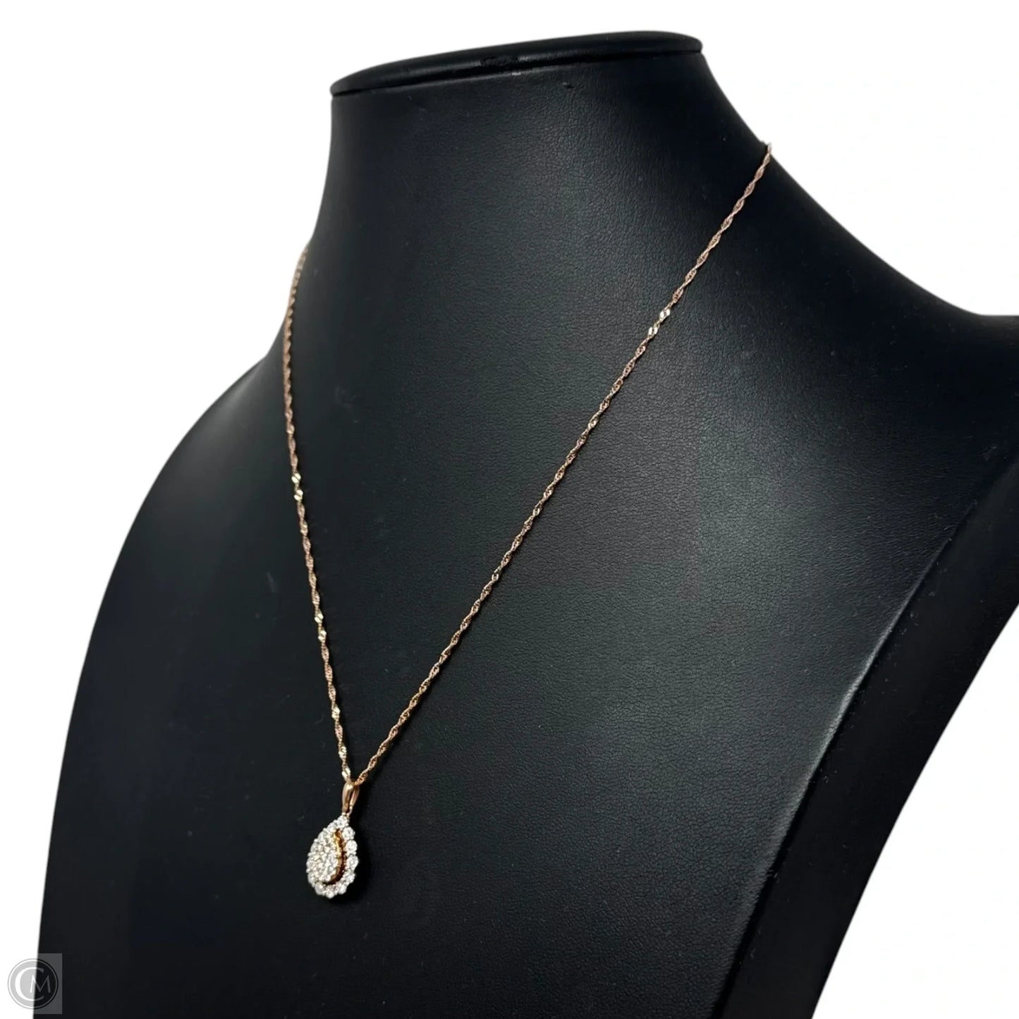 Diamond & 10K Rose Gold Teardrop Pendant Necklace Stamped RL