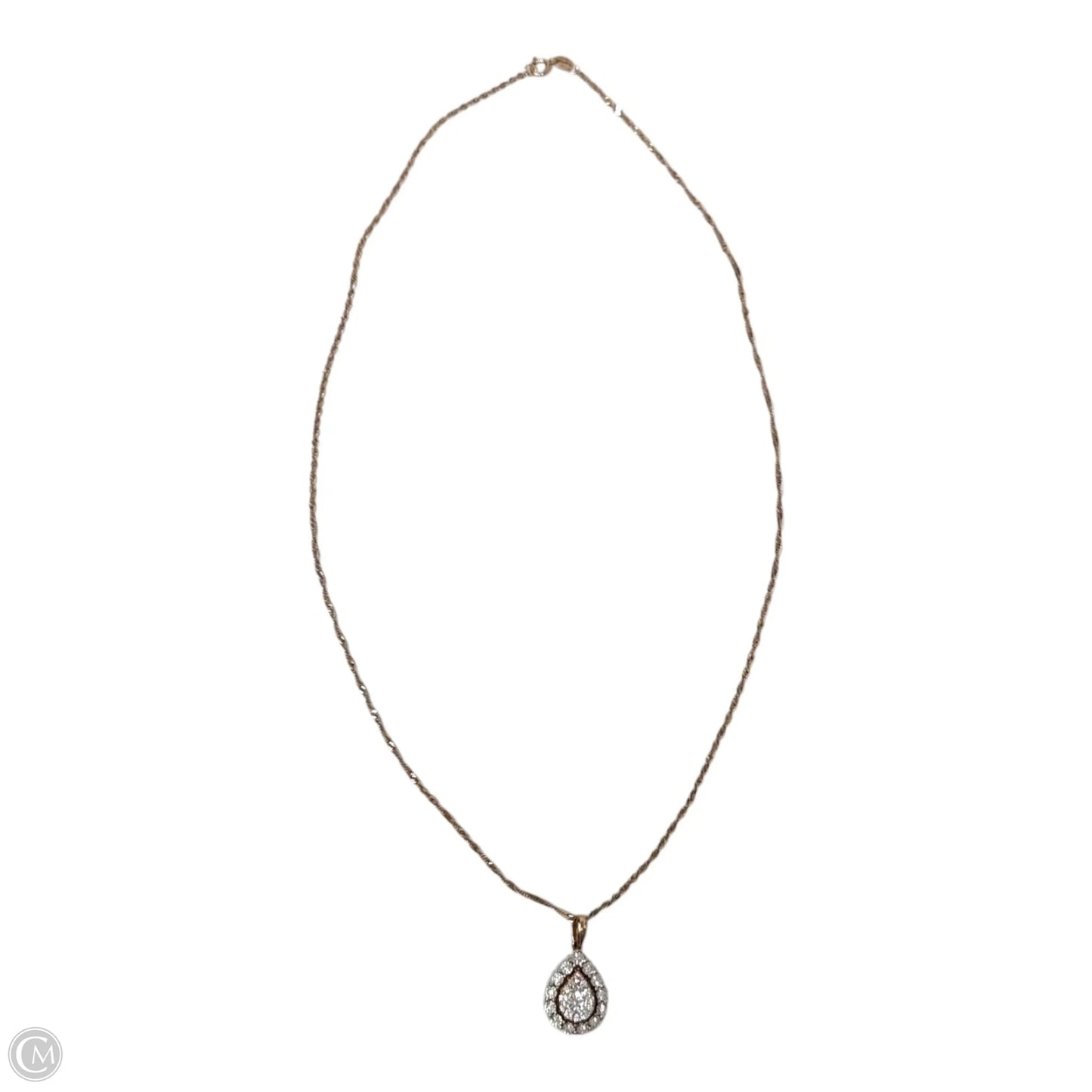 Diamond & 10K Rose Gold Teardrop Pendant Necklace Stamped RL