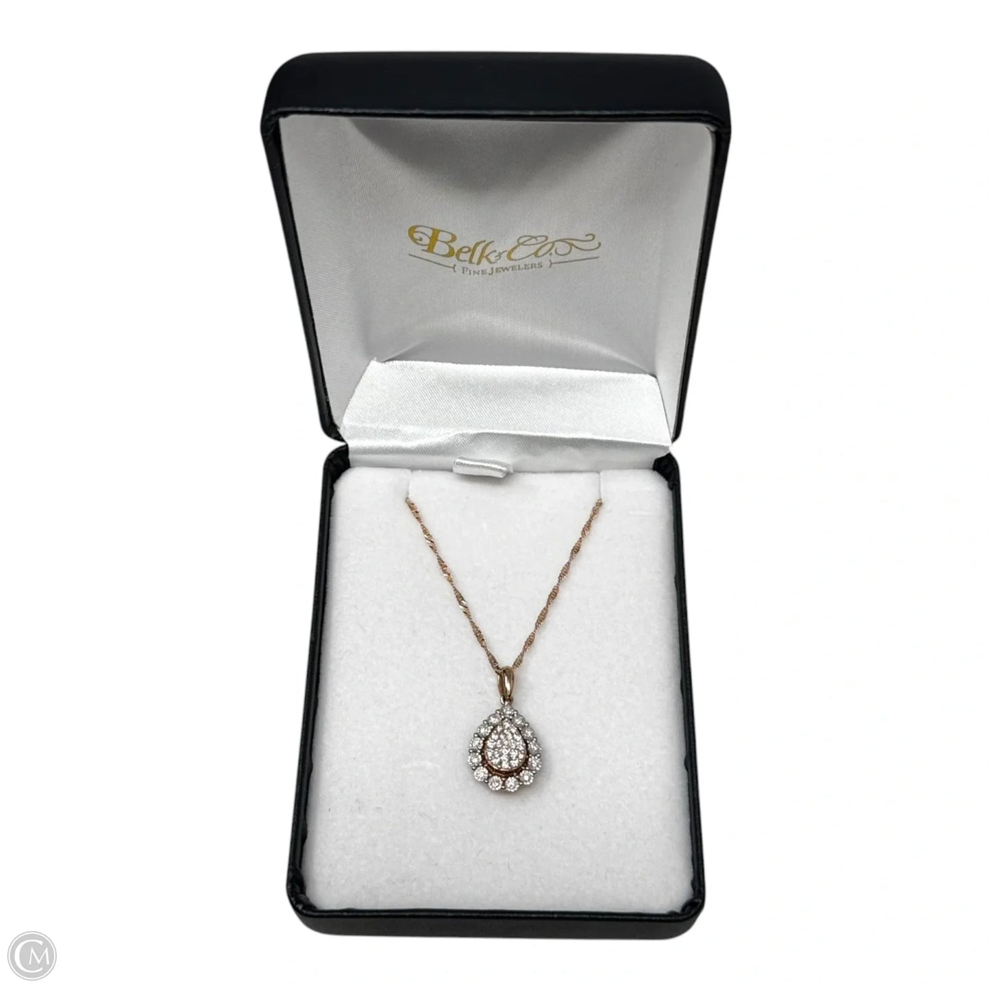 Diamond & 10K Rose Gold Teardrop Pendant Necklace Stamped RL