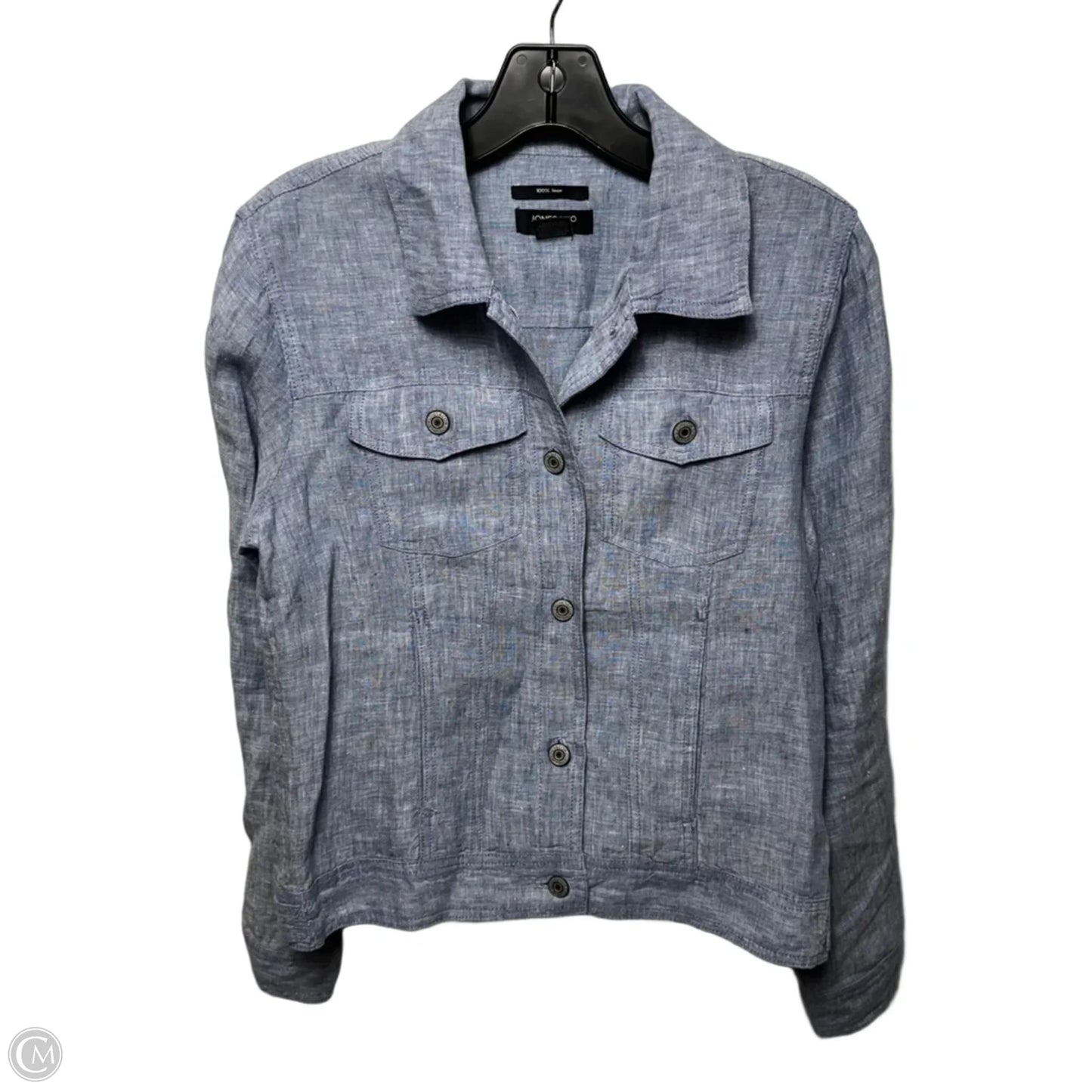Linen Jacket Utility By Jones And Co In Blue, Size: S