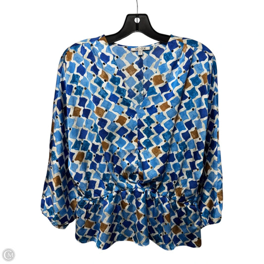 Top Long Sleeve By Nic + Zoe In Blue & Brown, Size: L