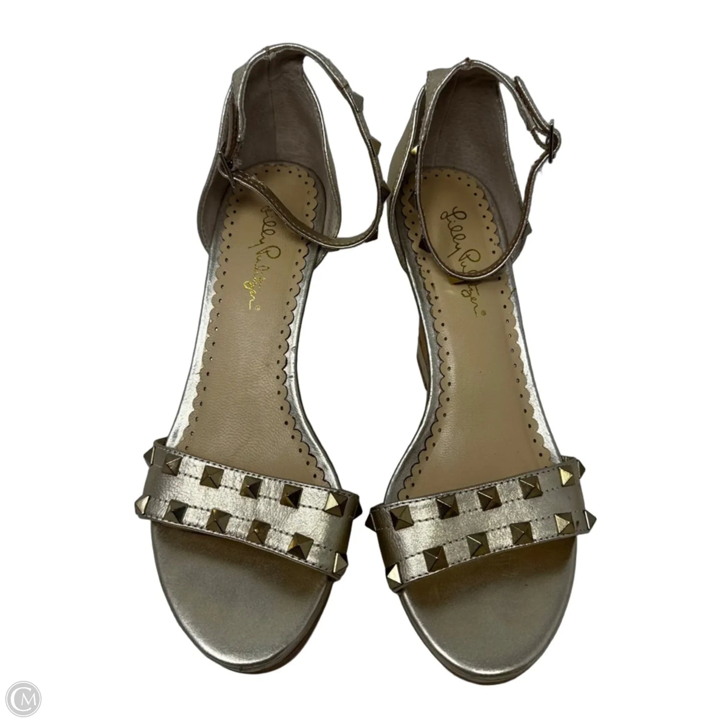 Studded Cork Wedge Sandals Designer By Lilly Pulitzer In Gold, Size: 7.5