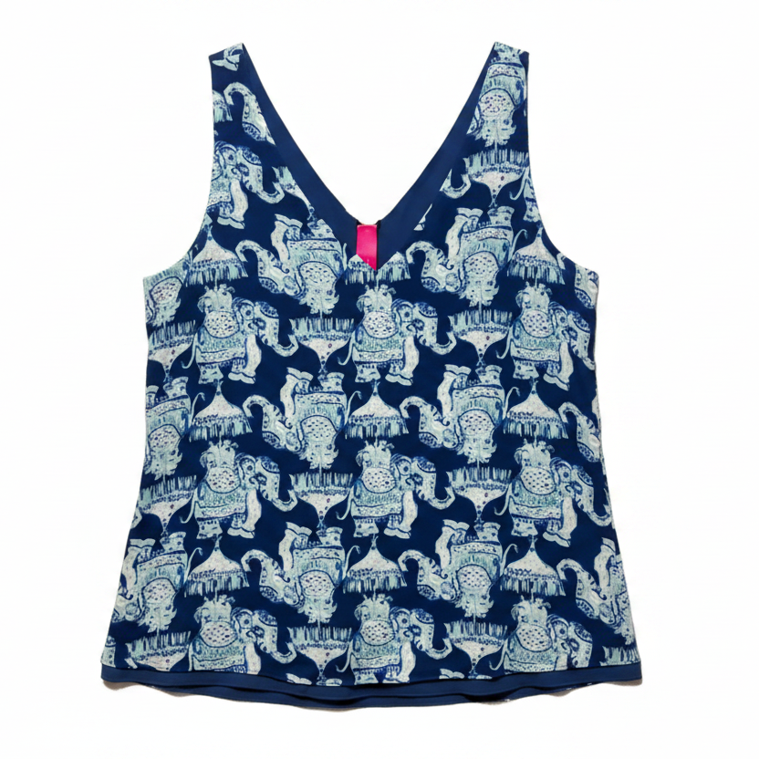 Florin Reversible Top Designer By Lilly Pulitzer In Blue & White, Size: M