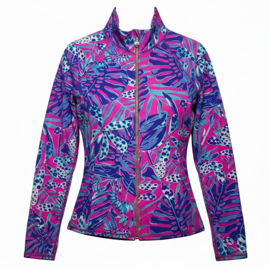 Serena Jacket Designer By Luxletic Lilly Pulitzer In Blue & Pink, Size: L