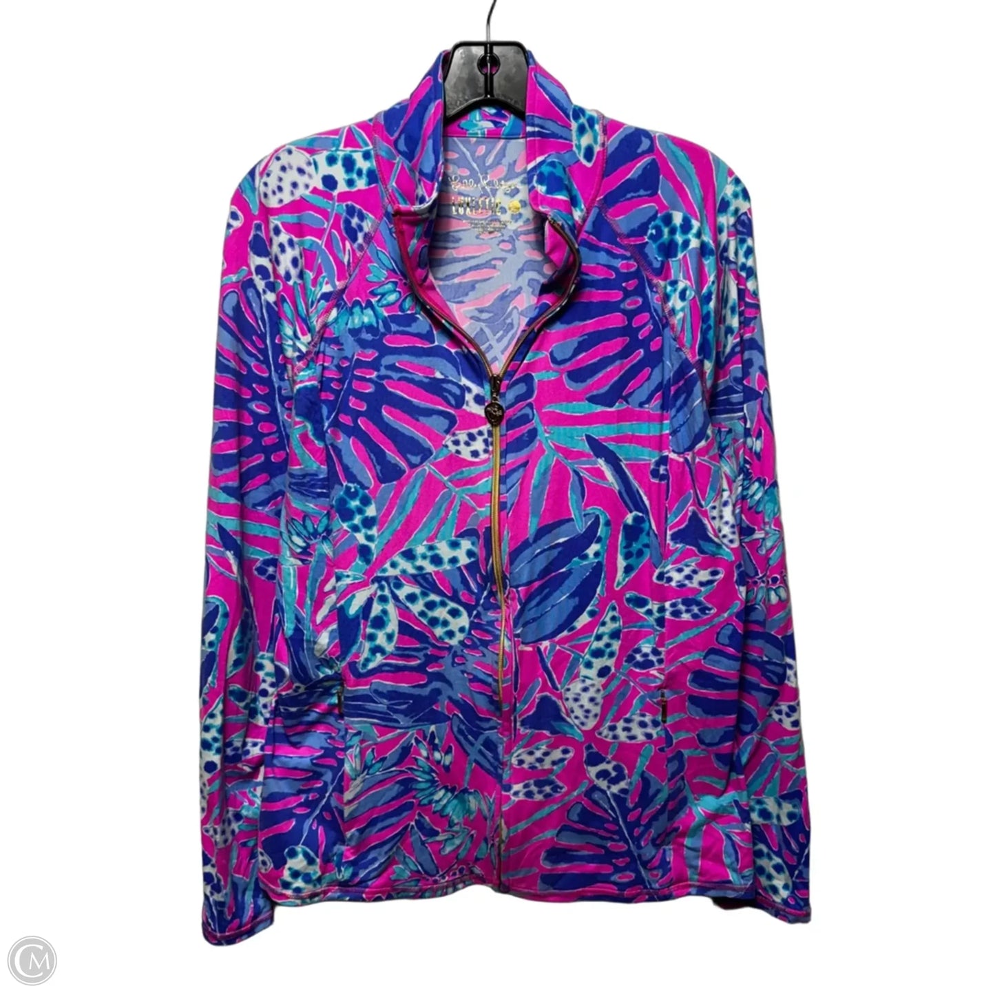 Serena Jacket Designer By Luxletic Lilly Pulitzer In Blue & Pink, Size: L