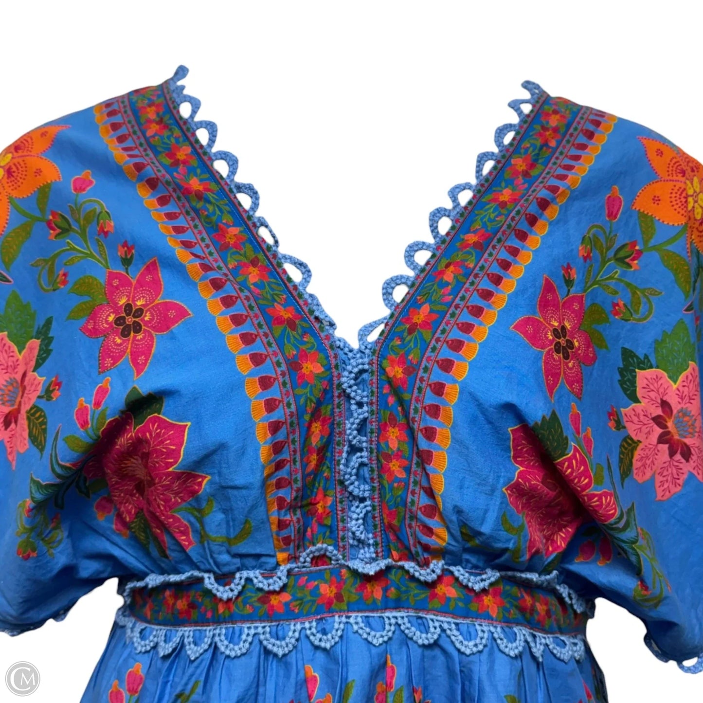 Blue Tropical Tapestry Dress Casual Midi By Farm Rio In Floral Print, Size: L