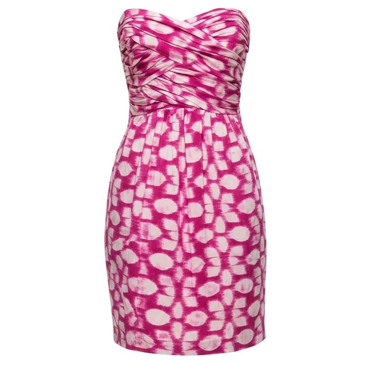Silk Strapless Mini Dress By Shoshanna In Pink & White, Size: 4
