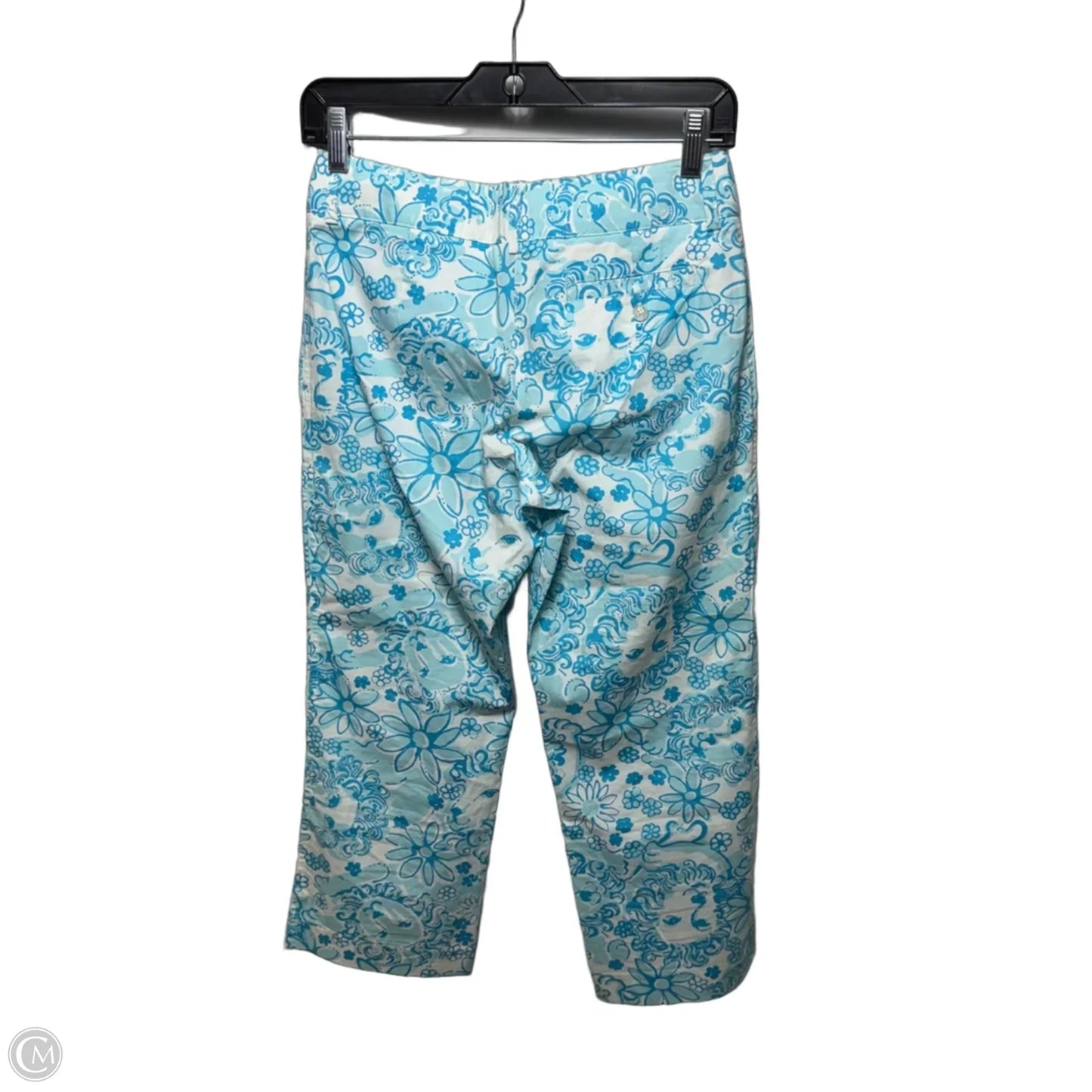 Vintage Florence Capri Pants Designer By Lilly Pulitzer In  Coastal Blue Lion Around, Size: 0