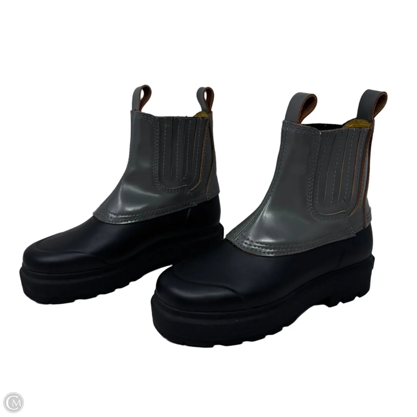 Rain Boots Luxury Designer By Alexander Wang In Black & Grey, Size: 6.5 (estimated)