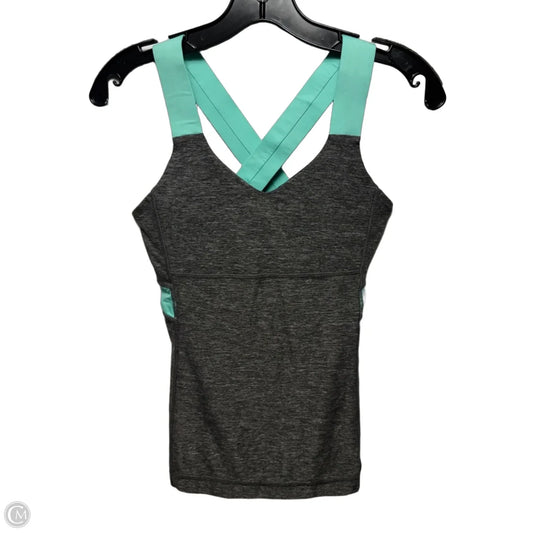 Athletic Tank Top By Lululemon In Green & Grey, Size: 6
