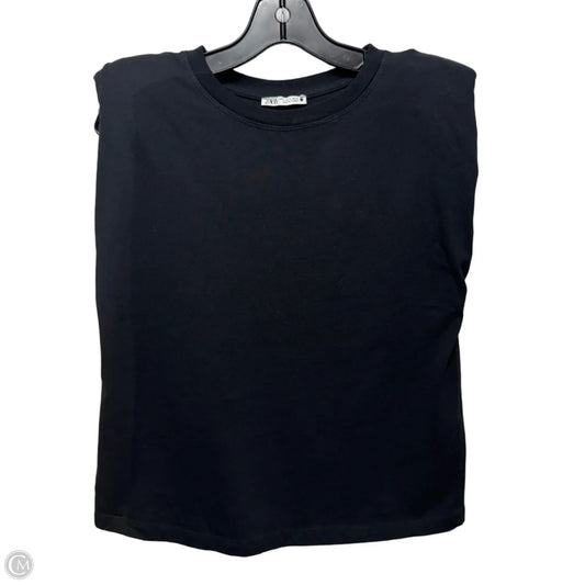 Shoulder Pad Muscle Tee Top Sleeveless By Zara In Black, Size: S