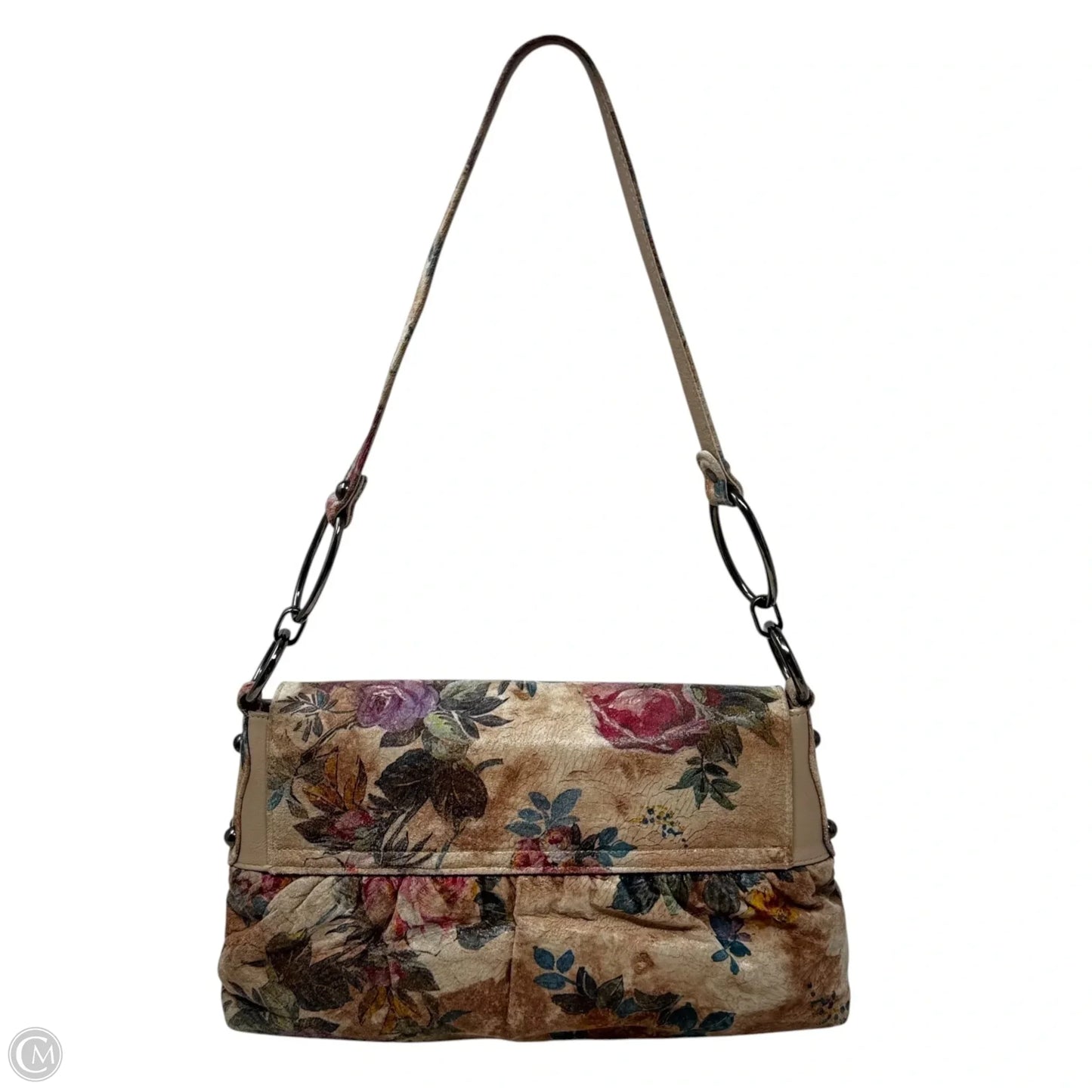 Vintage Metallic Suede Shoulder Handbag Designer By Stuart Weitzman, Size: Small