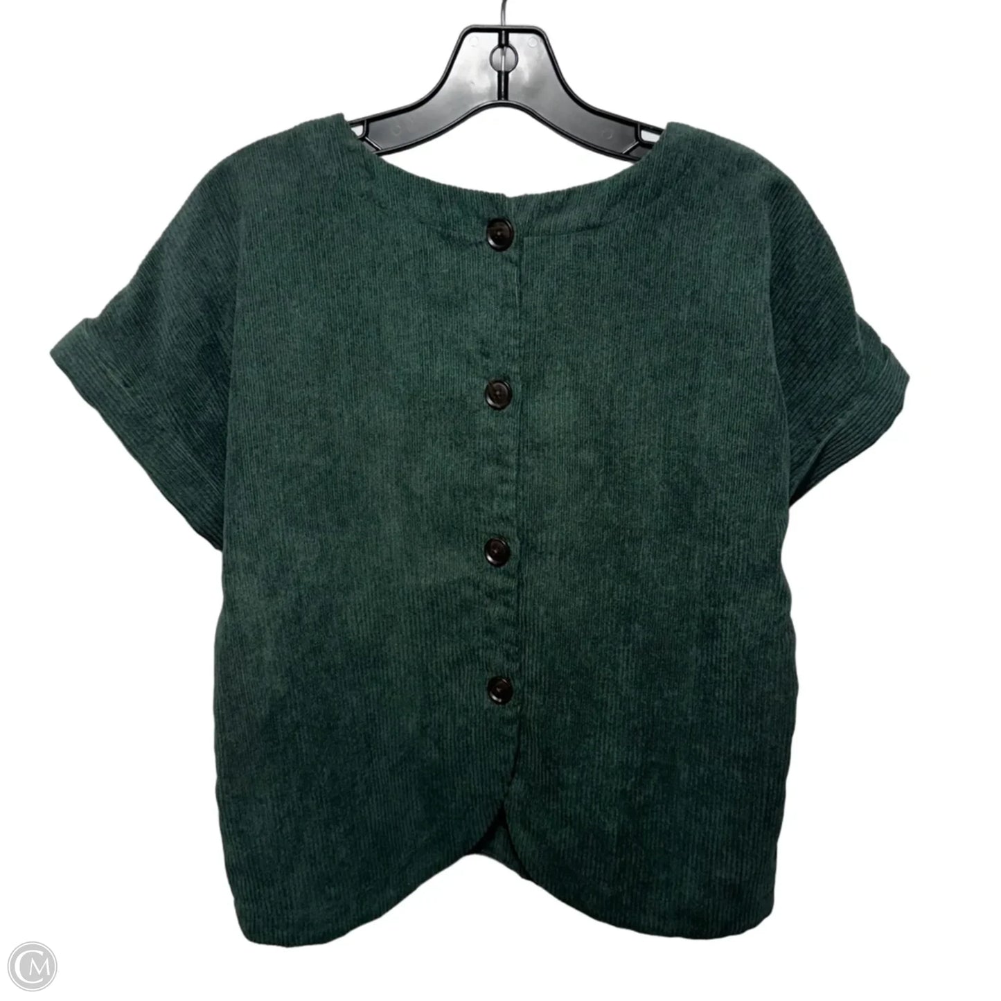 Corduroy Top Short Sleeve By Madewell In Green, Size: Xs