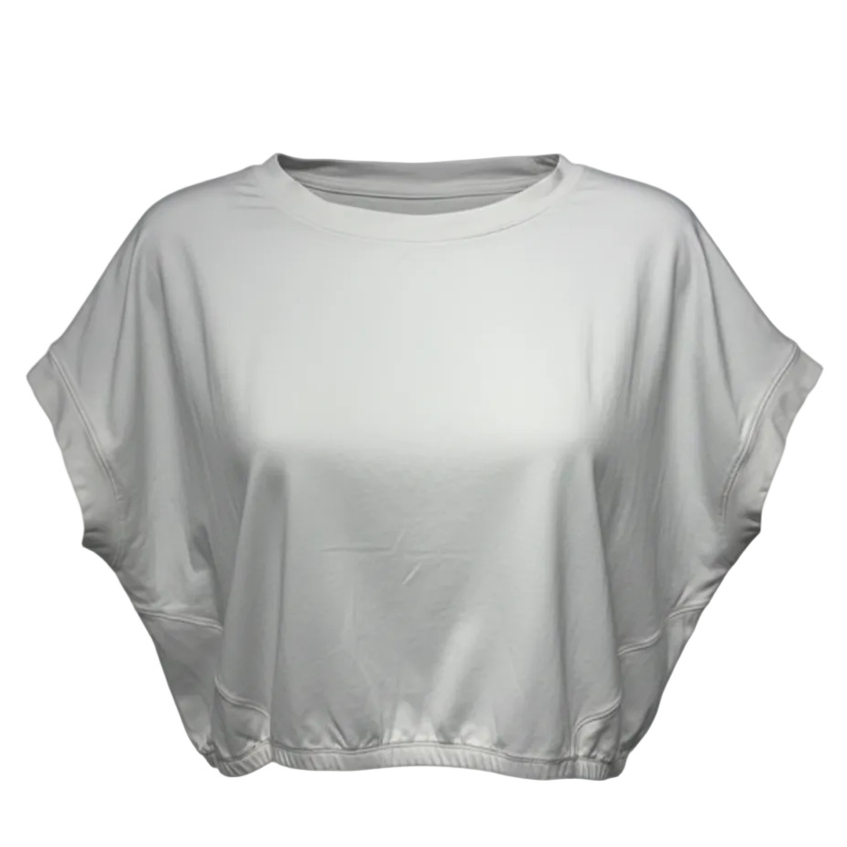 Wide-Sleeve Gathered Hem T-Shirt By Lululemon In Cream, Size: M/L ESTIMATED
