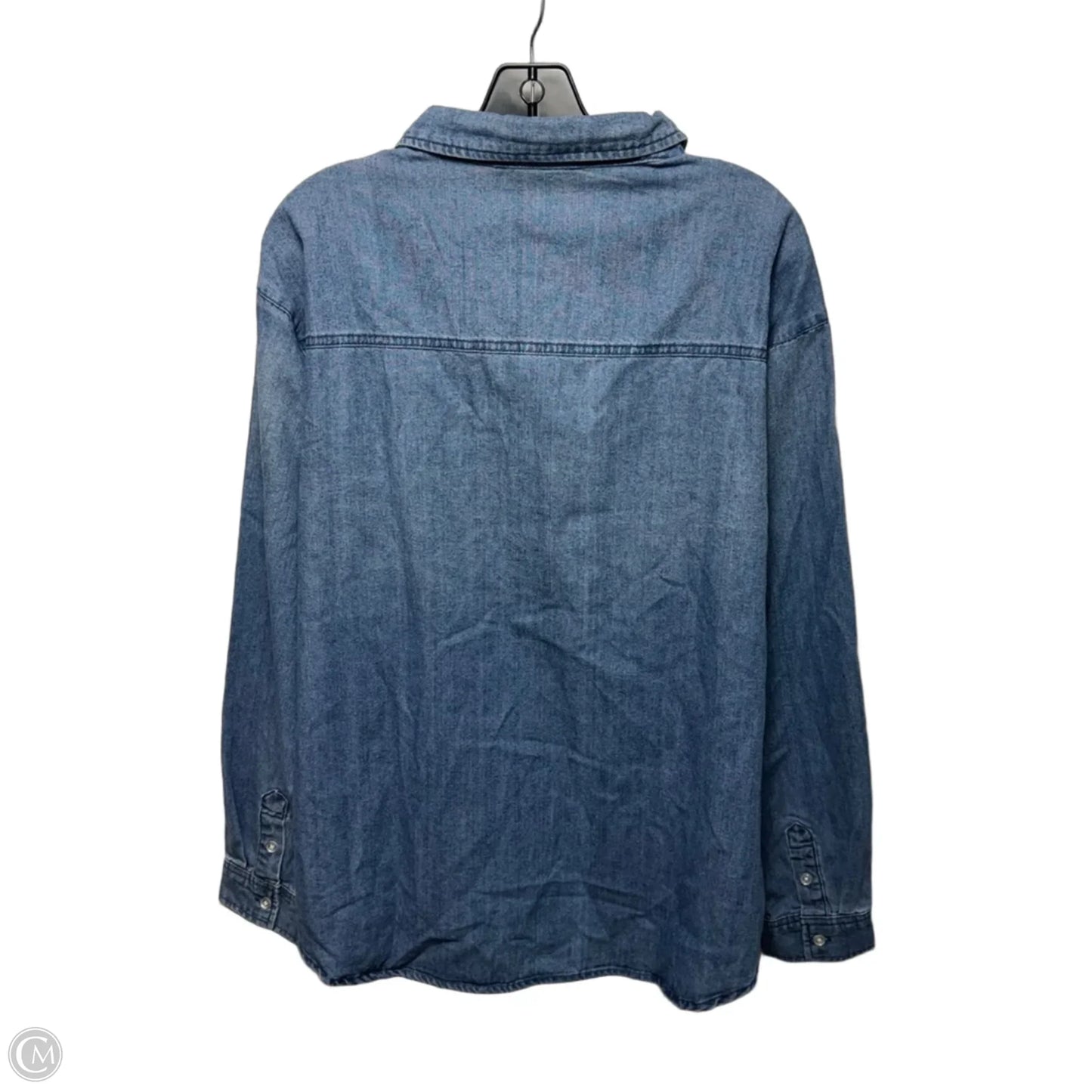 Denim Scatter Button Up Shirt Long Sleeve By Seven 7 In Blue Denim, Size: Xl
