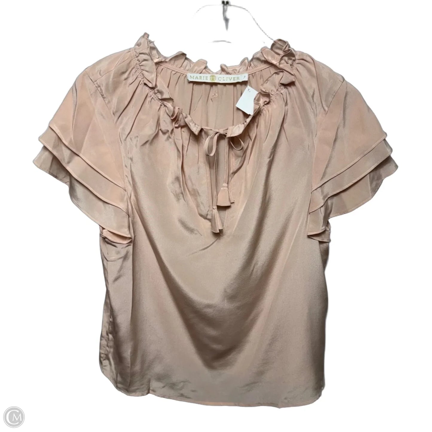 Silk Top Short Sleeve By Marie Oliver In Peach, Size: S
