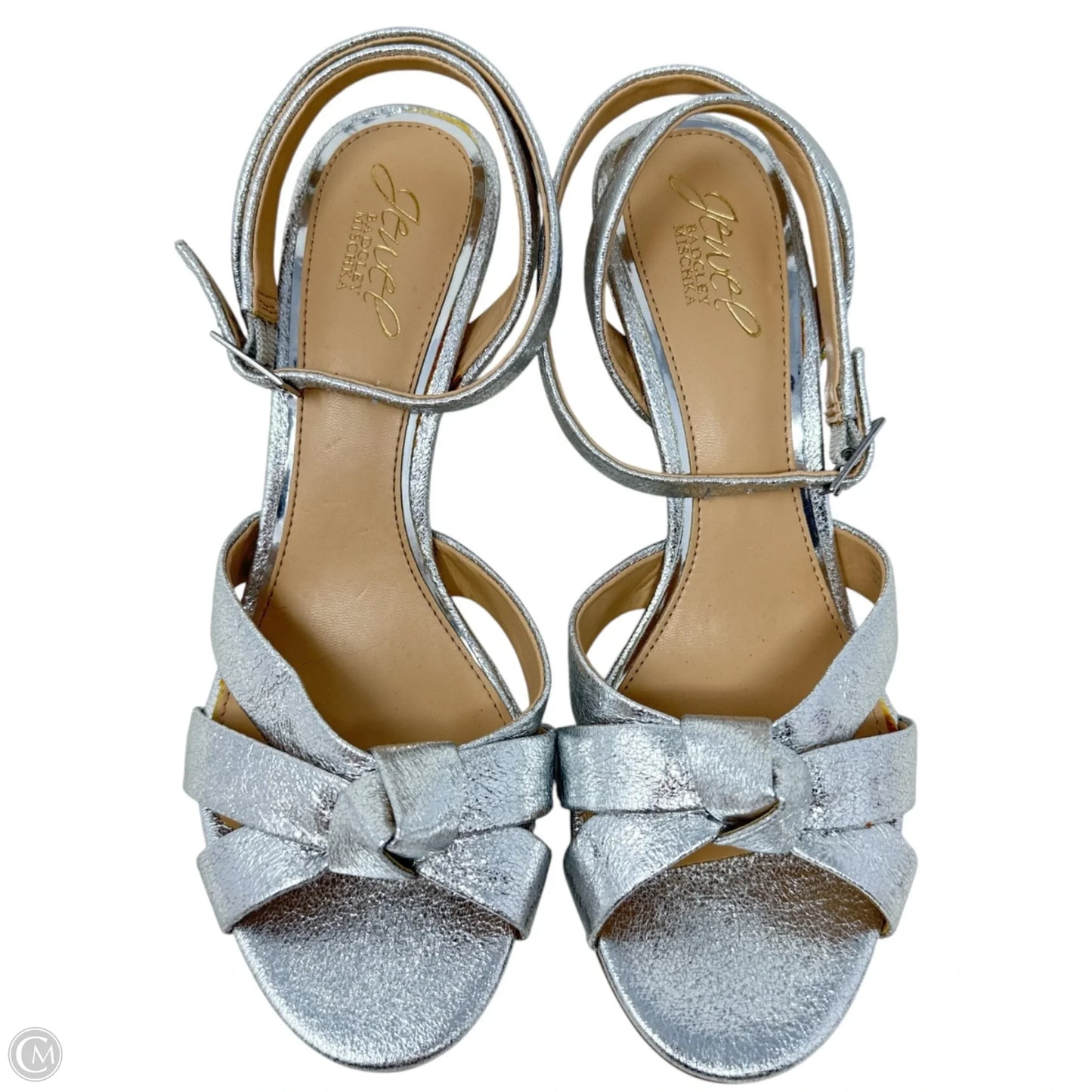 Rhonda Heeled Sandals By Jewel Badgley Mischka In Silver, Size: 8.5